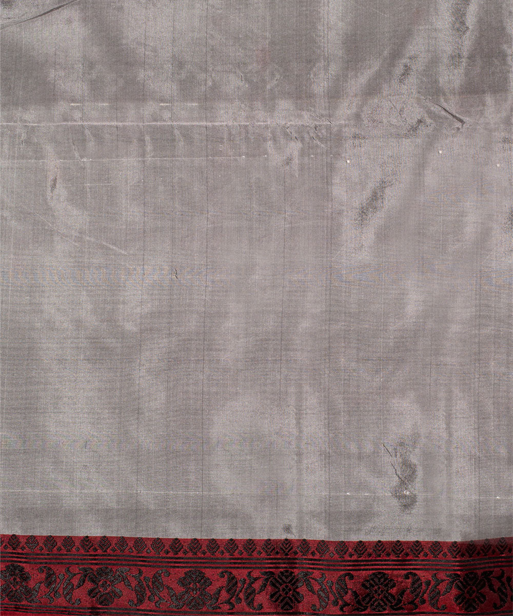 Purbashree grey and maroon handwoven mulberry silk assam saree