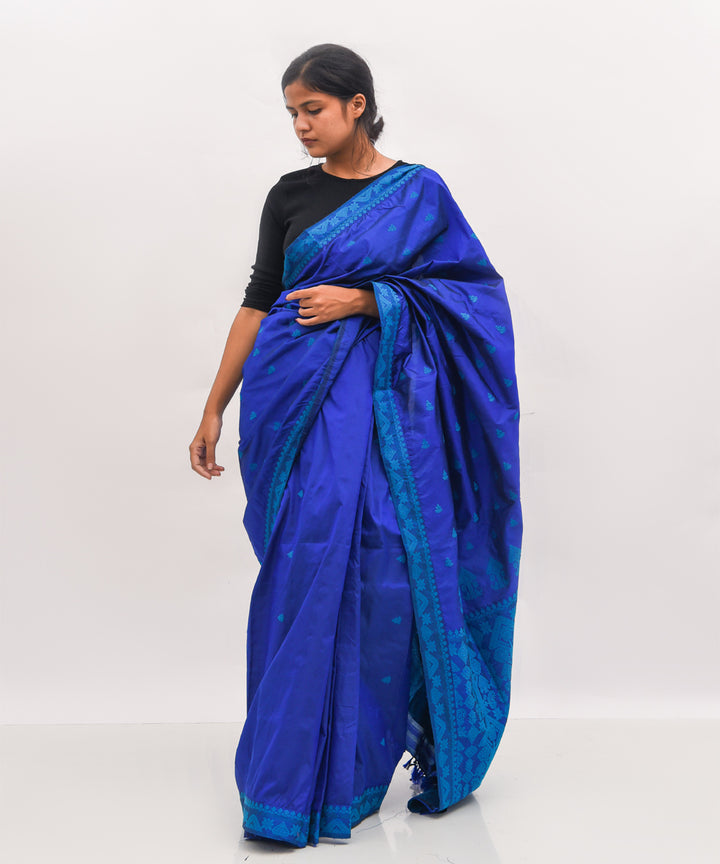 Purbashree sky blue handwoven mulberry silk assam saree