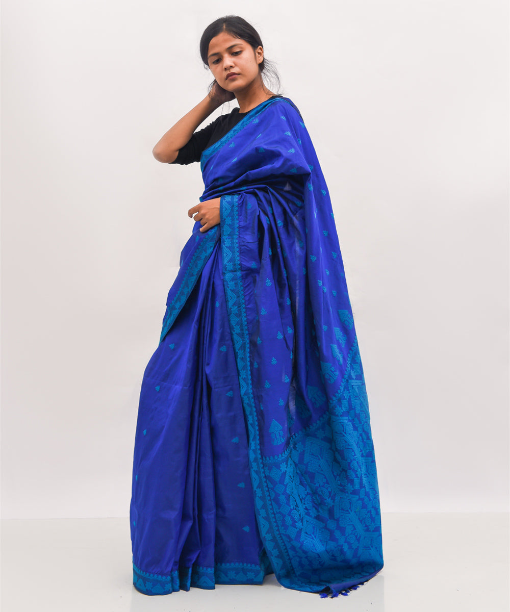 Purbashree sky blue handwoven mulberry silk assam saree