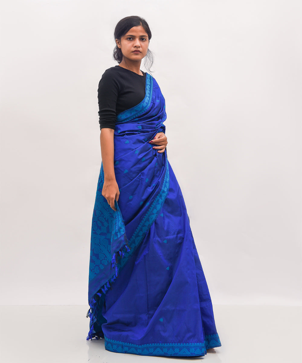 Purbashree sky blue handwoven mulberry silk assam saree