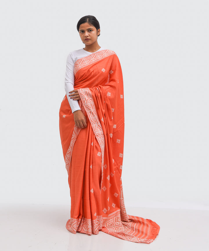 Purbashree orange handwoven eri silk assam saree