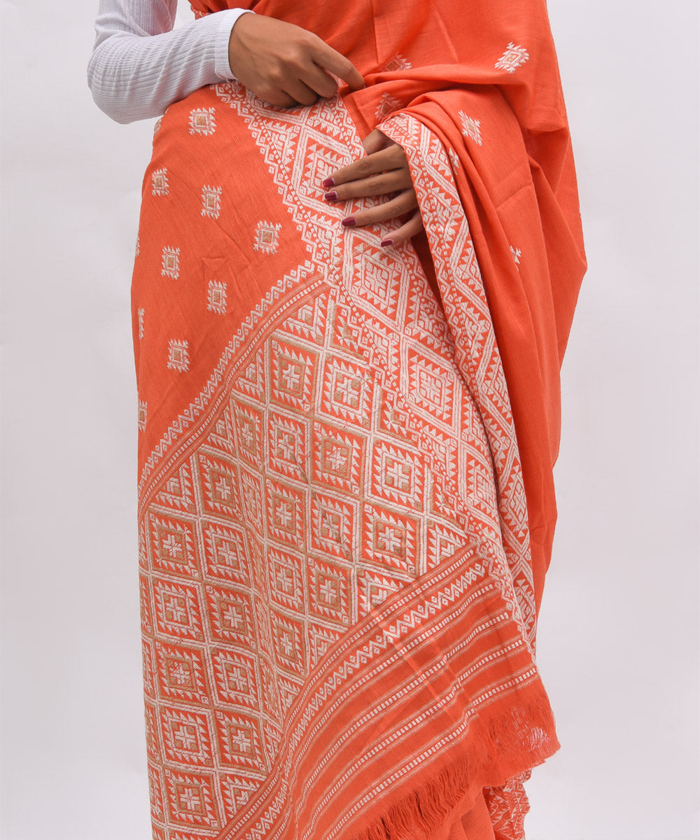 Purbashree orange handwoven eri silk assam saree