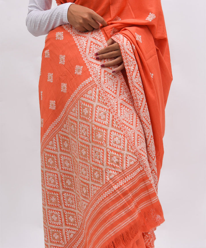 Purbashree orange handwoven eri silk assam saree