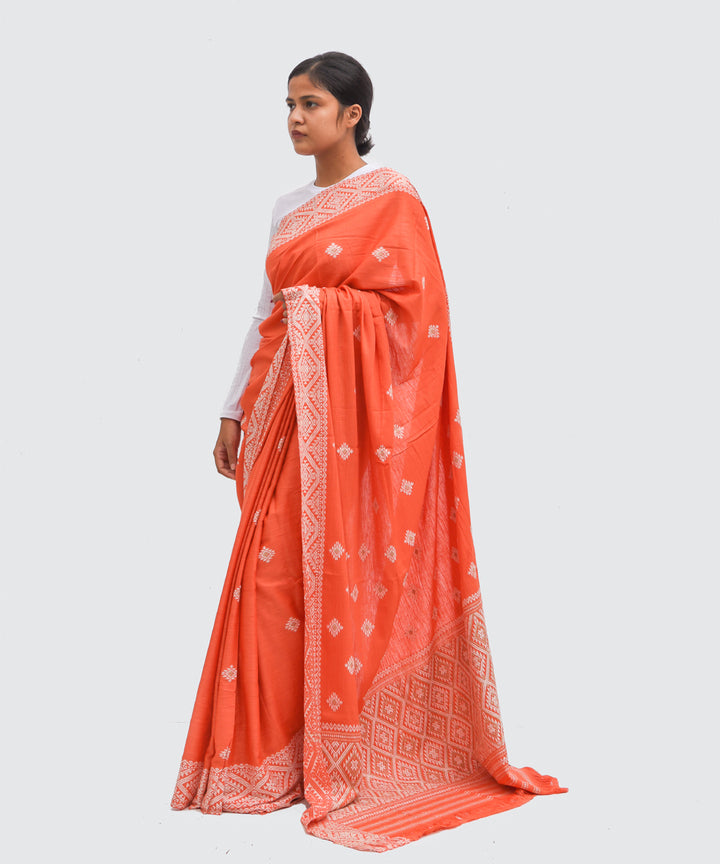 Purbashree orange handwoven eri silk assam saree