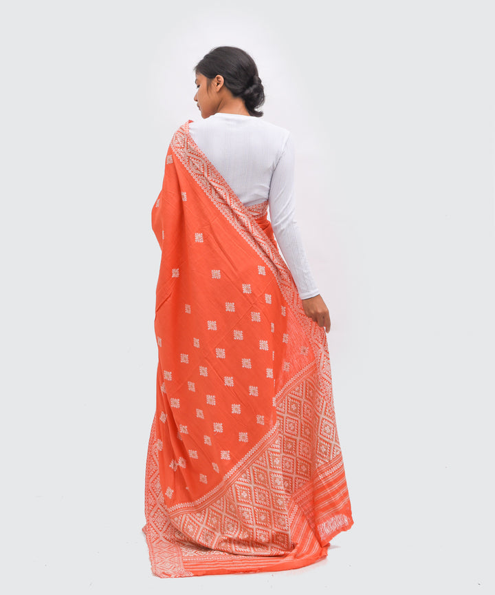 Purbashree orange handwoven eri silk assam saree