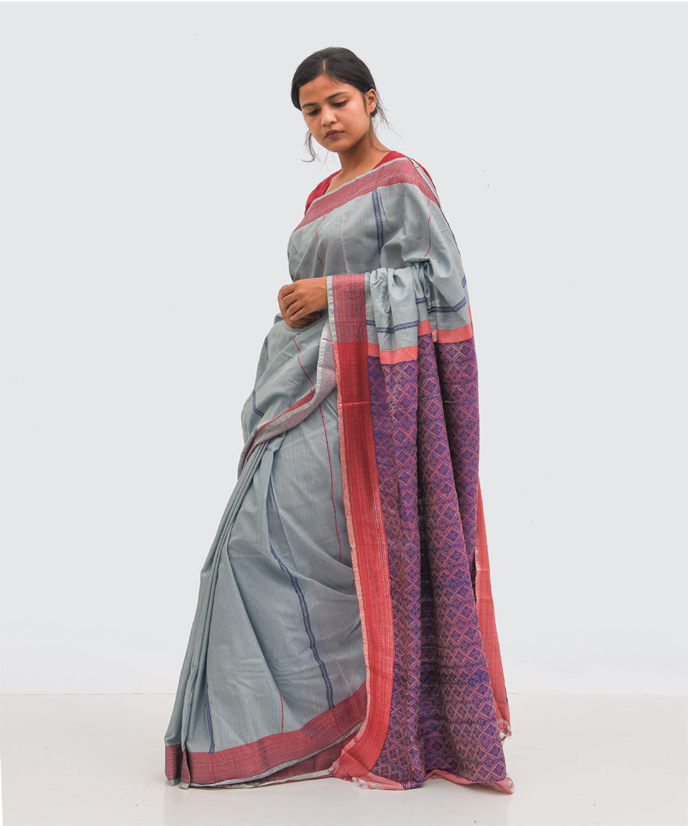 Purbashree grey handwoven eri silk assam saree
