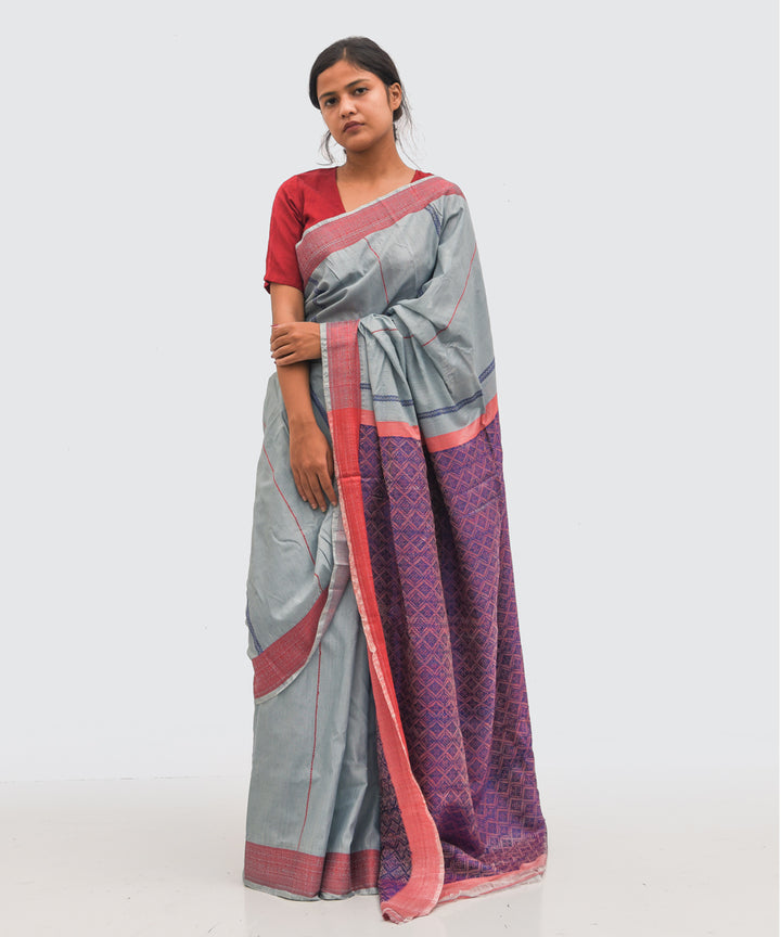 Purbashree grey handwoven eri silk assam saree