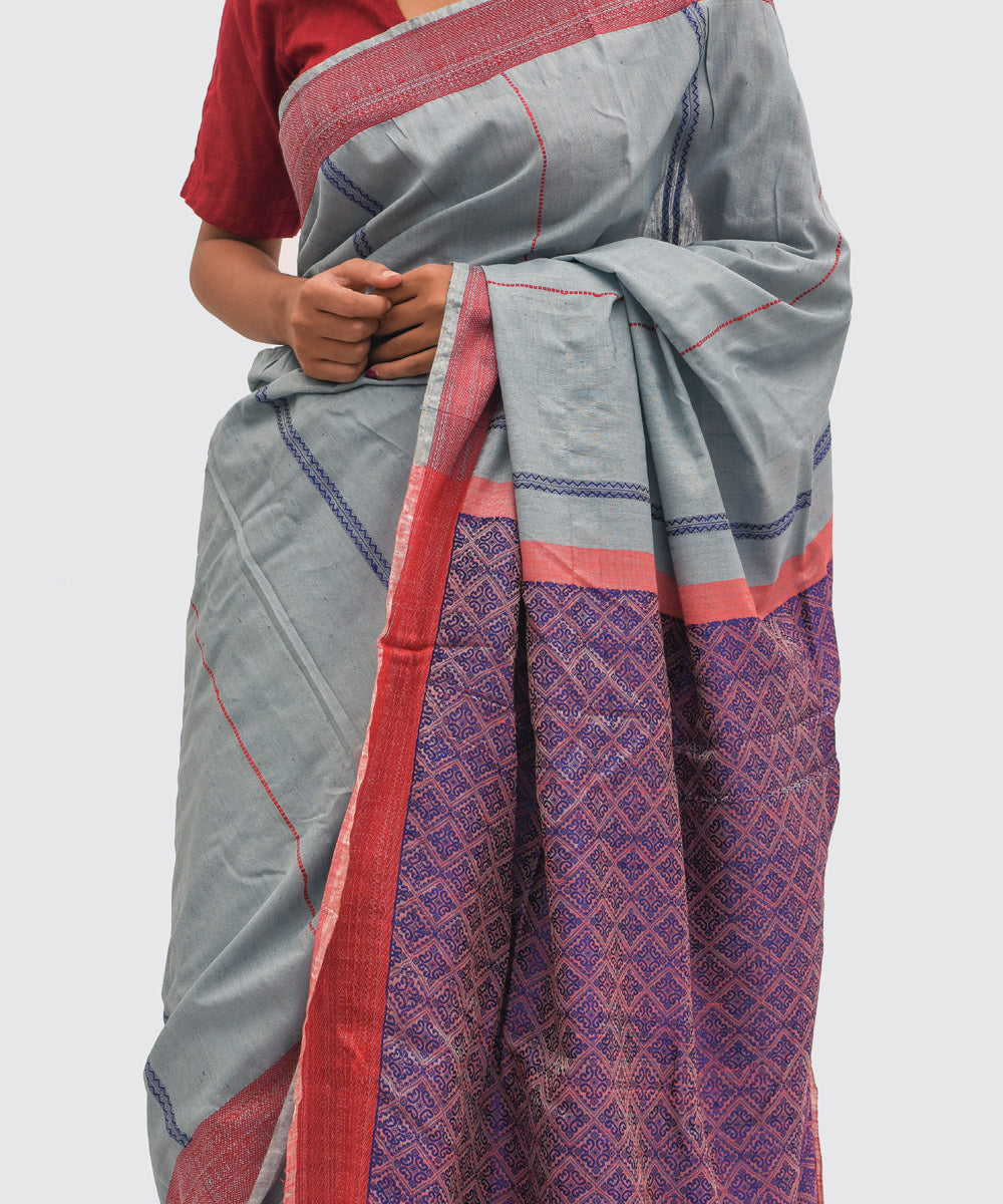Purbashree grey handwoven eri silk assam saree