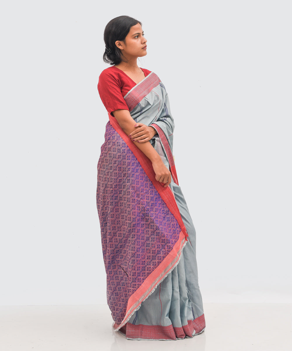 Purbashree grey handwoven eri silk assam saree