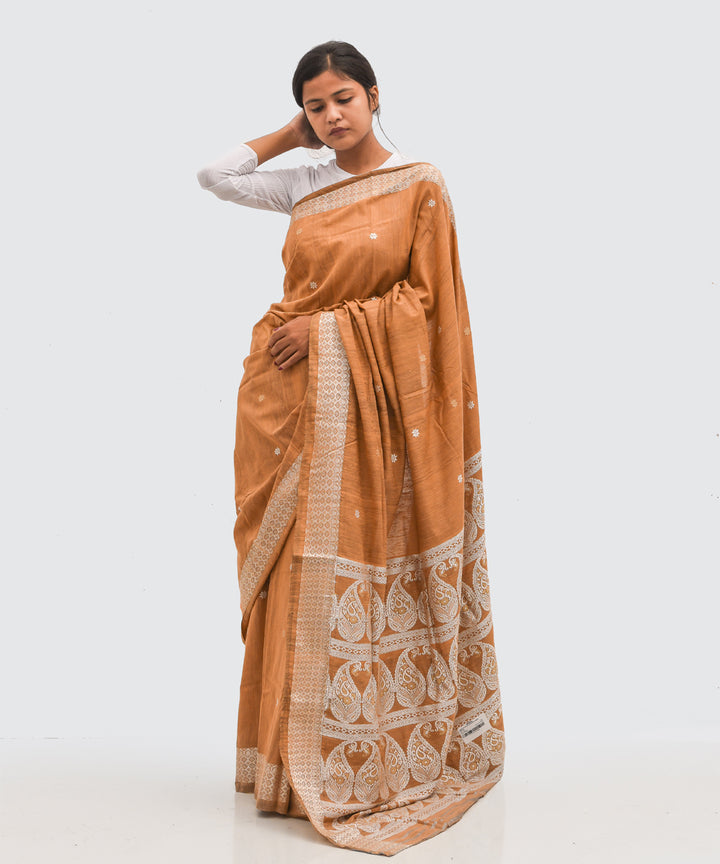 Purbashree brown grey handwoven eri silk assam saree
