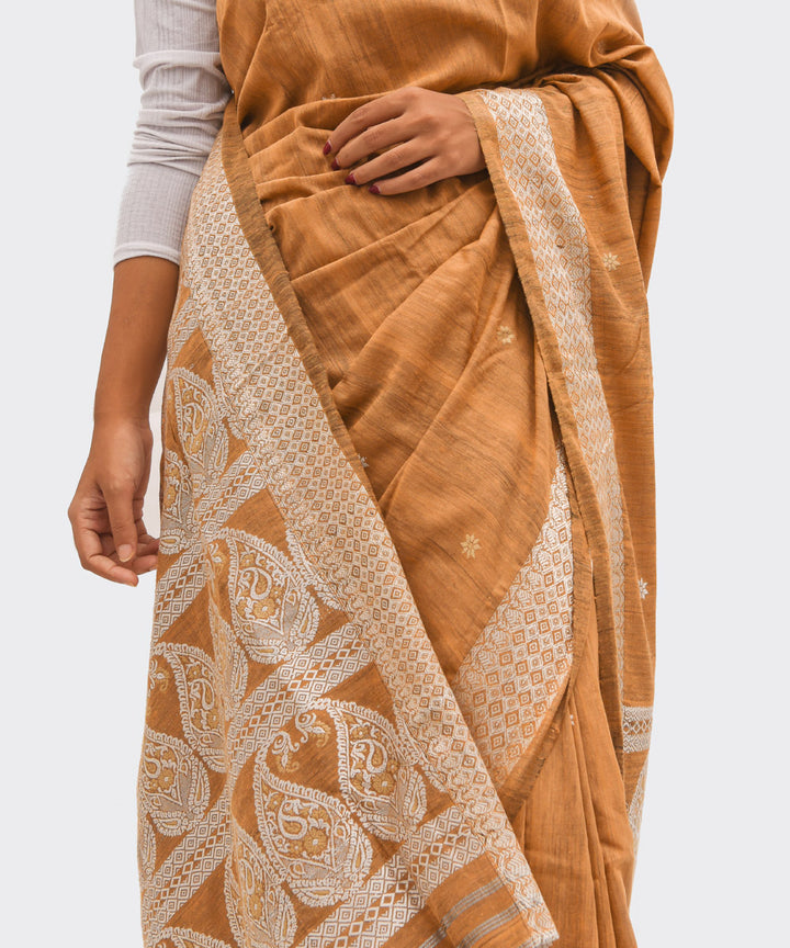Purbashree brown grey handwoven eri silk assam saree