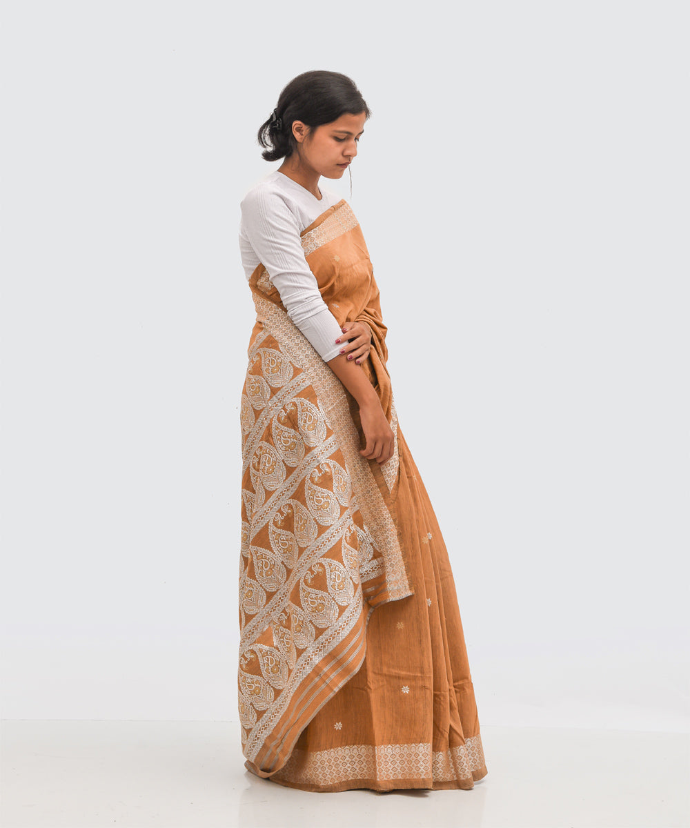 Purbashree brown grey handwoven eri silk assam saree