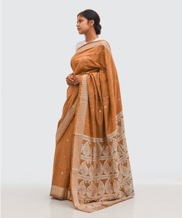 Purbashree brown grey handwoven eri silk assam saree