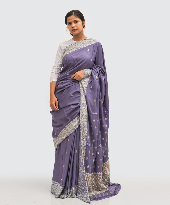 Purbashree lavender grey handwoven eri silk assam saree