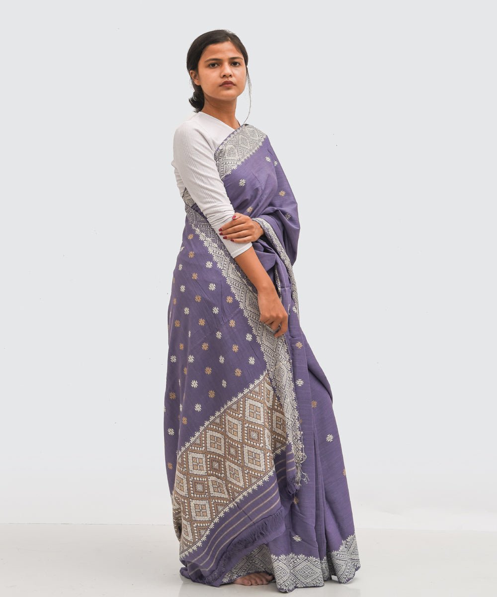 Purbashree lavender grey handwoven eri silk assam saree