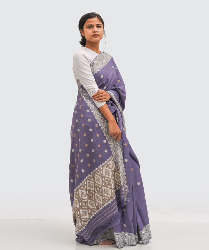 Purbashree lavender grey handwoven eri silk assam saree