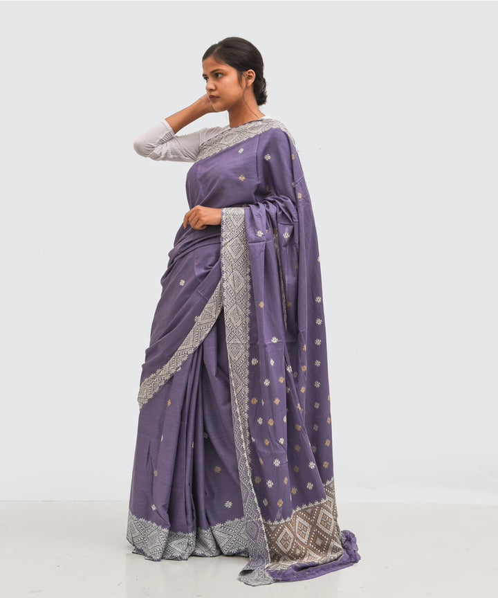 Purbashree lavender grey handwoven eri silk assam saree