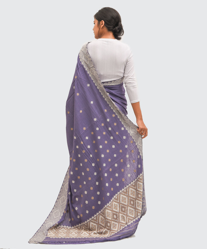 Purbashree lavender grey handwoven eri silk assam saree