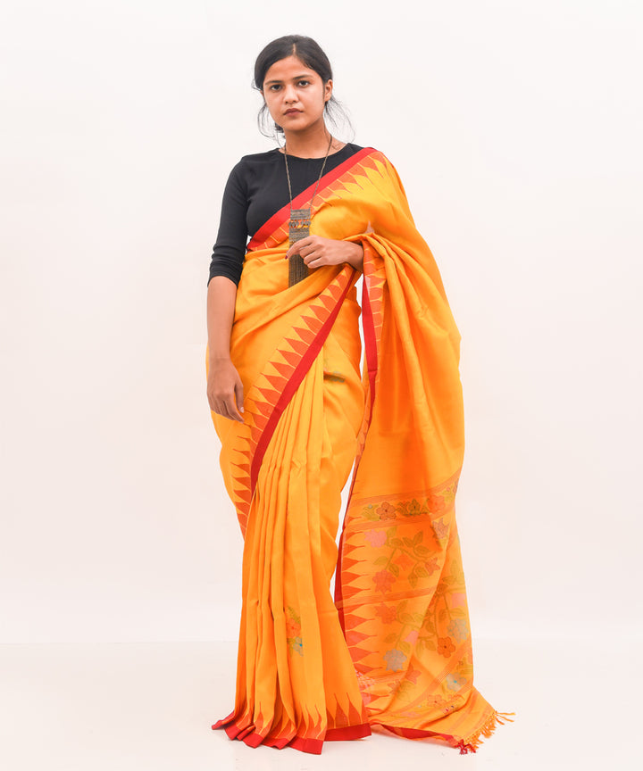 Purbashree yellow mustard handwoven manipuri silk saree