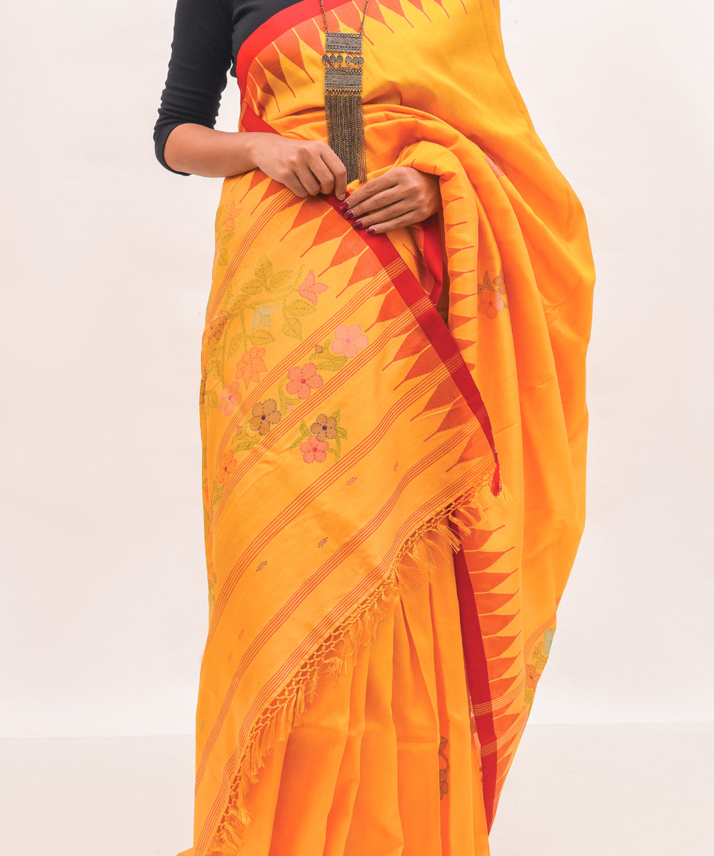 Purbashree yellow mustard handwoven manipuri silk saree