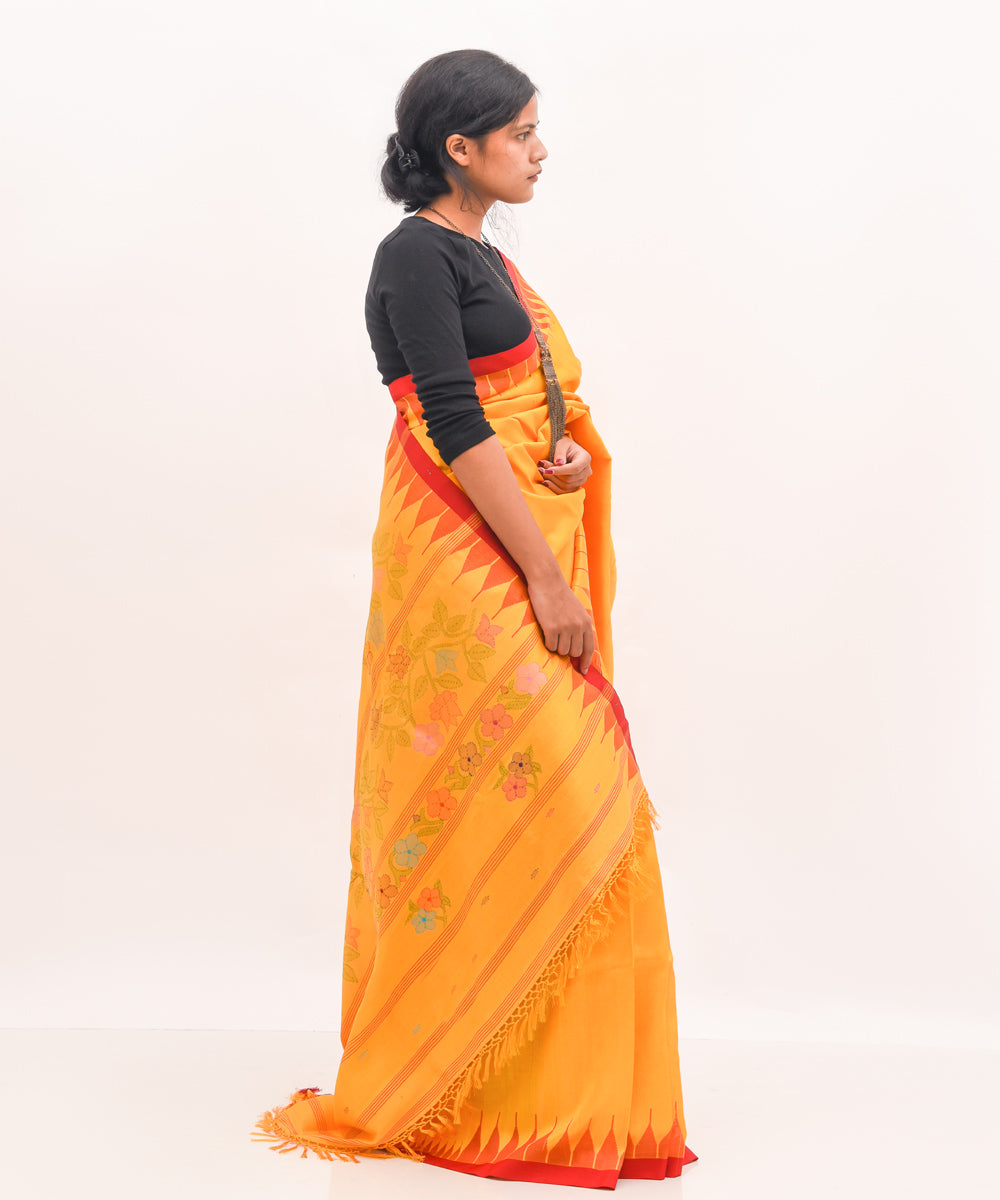 Purbashree yellow mustard handwoven manipuri silk saree