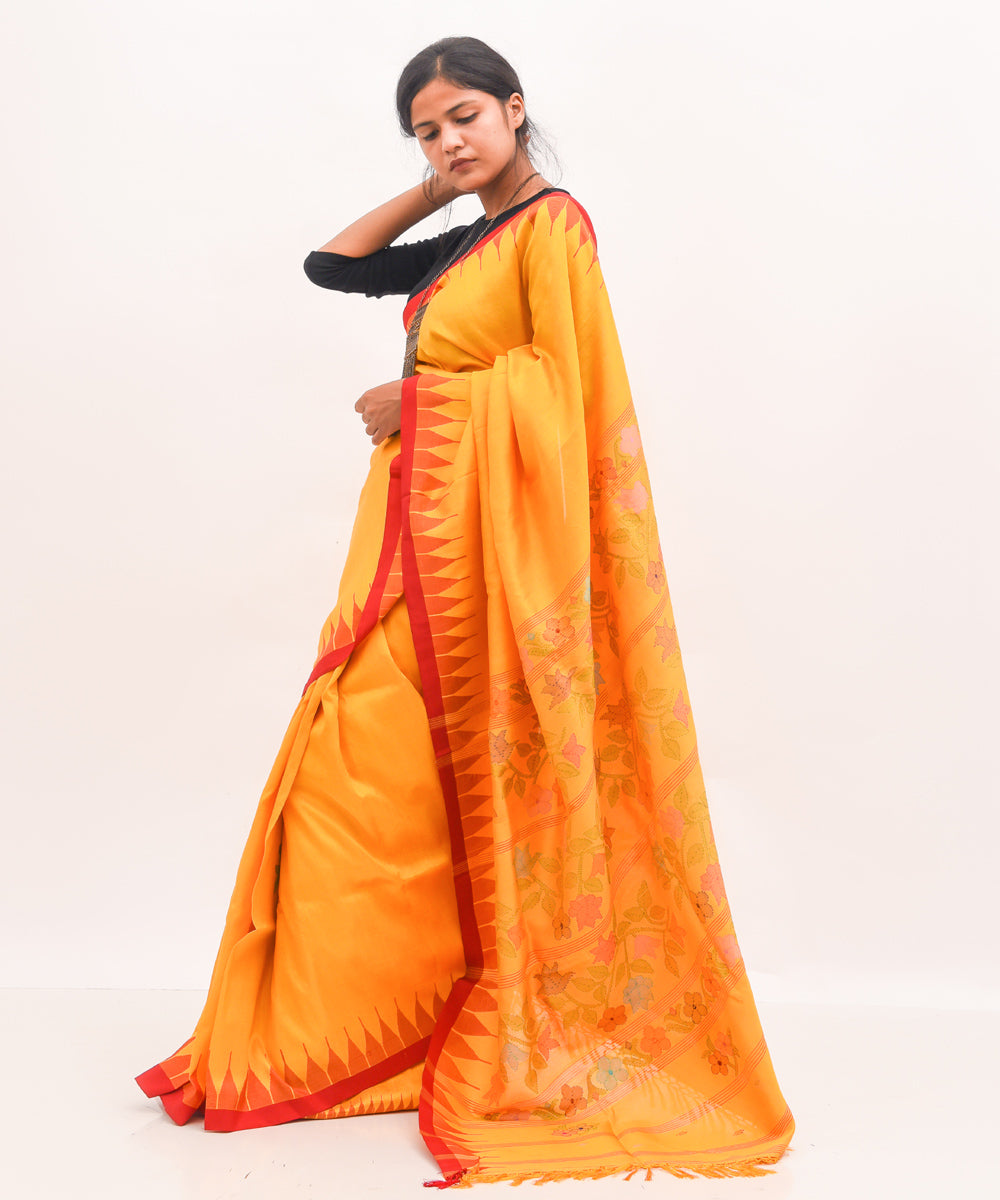 Purbashree yellow mustard handwoven manipuri silk saree