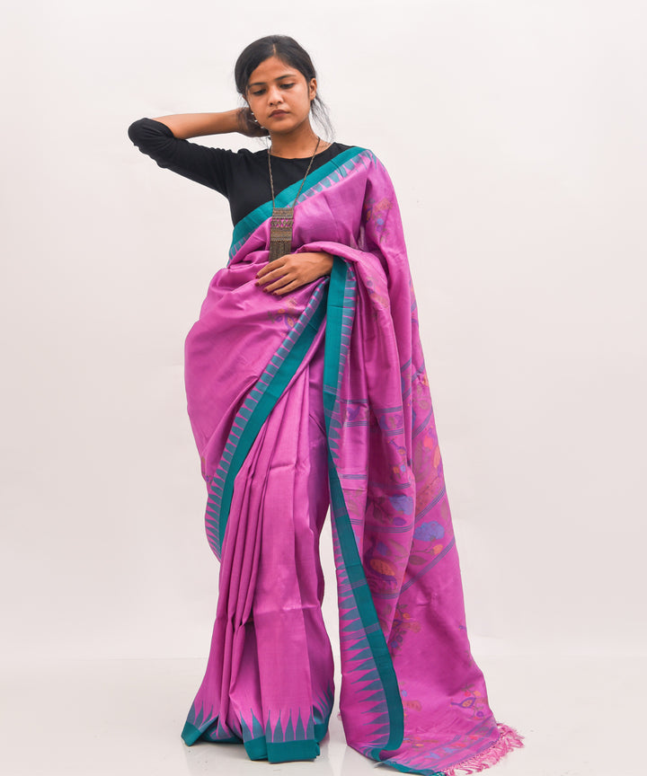 Purbashree lavender pink handwoven manipuri silk saree