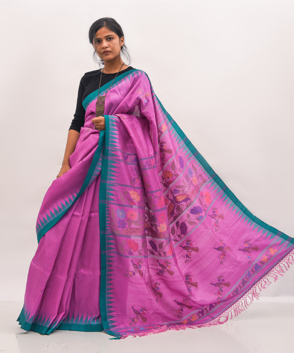 Purbashree lavender pink handwoven manipuri silk saree
