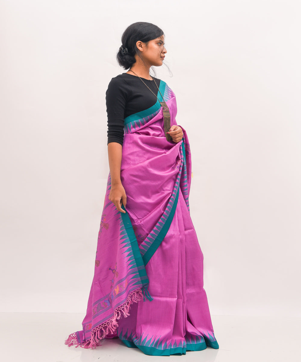 Purbashree lavender pink handwoven manipuri silk saree