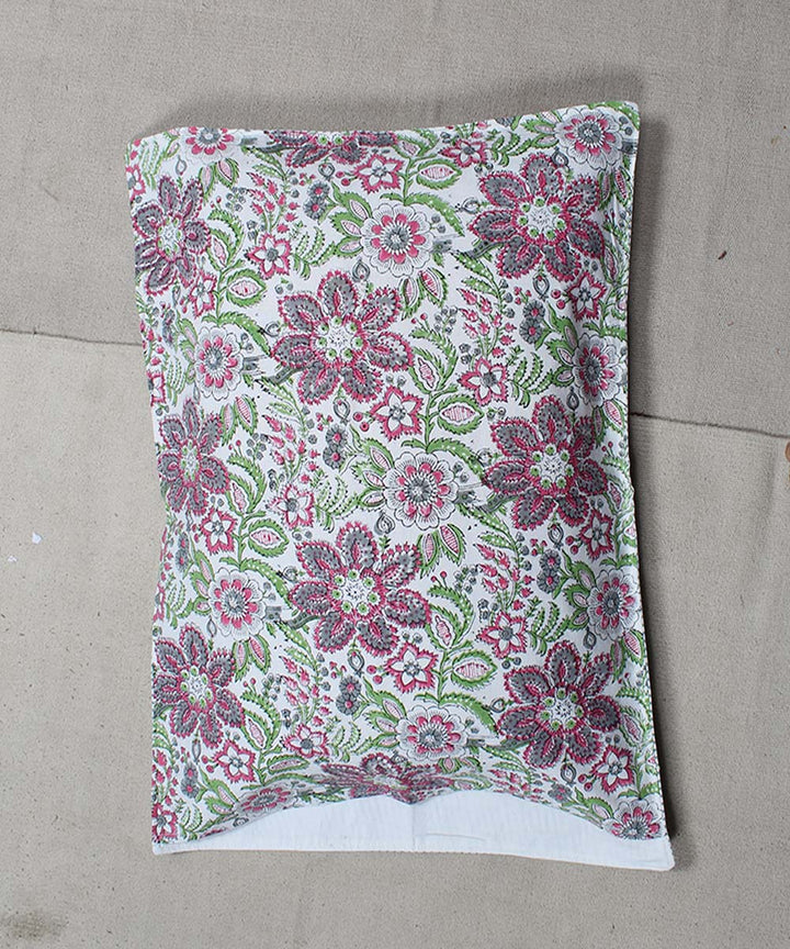 White maroon cotton hand block print bedsheet