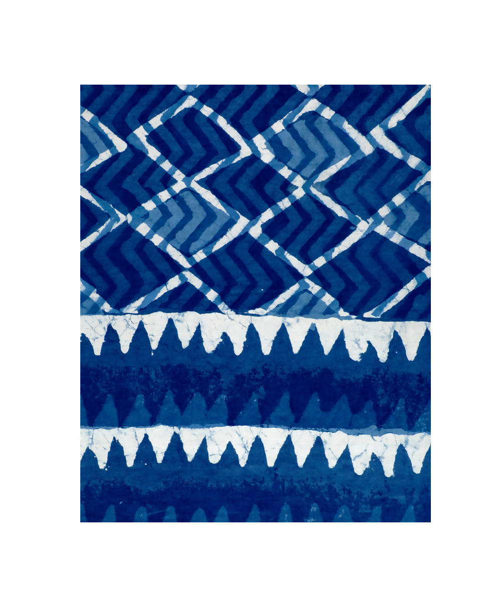 Dabu handblock print blue indigo white modal stole