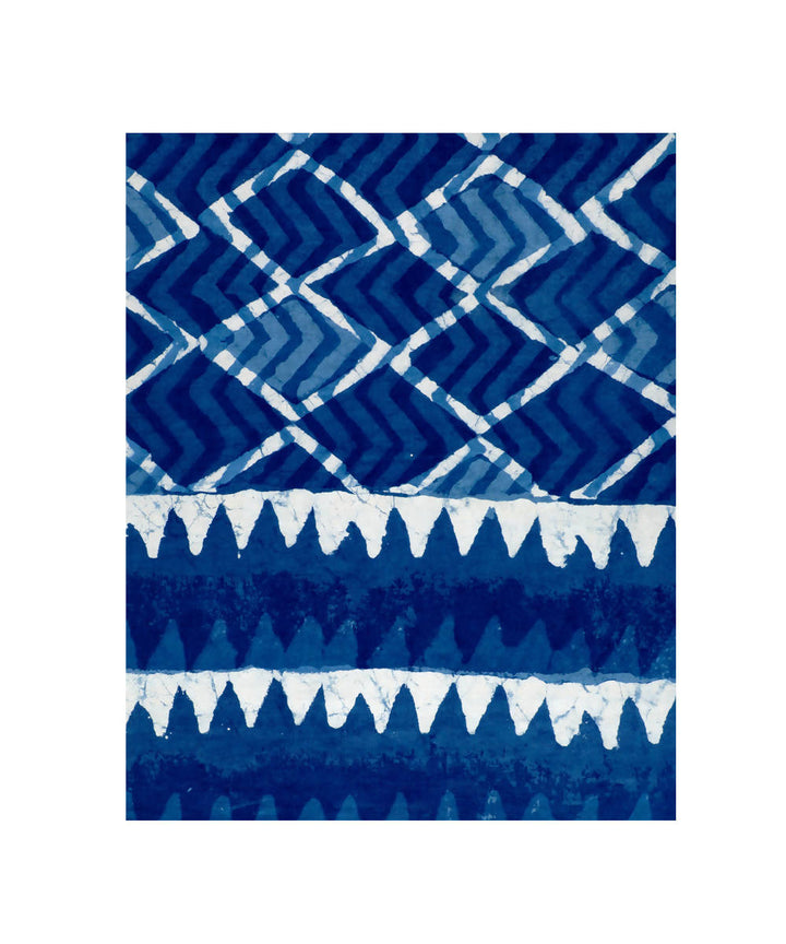 Dabu handblock print blue indigo white modal stole