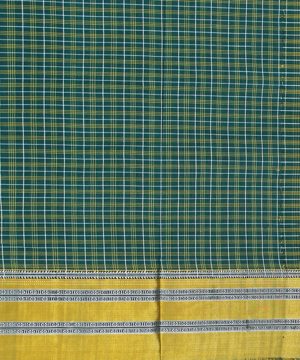 green yellow checks handwoven gomi teni border ilkal saree