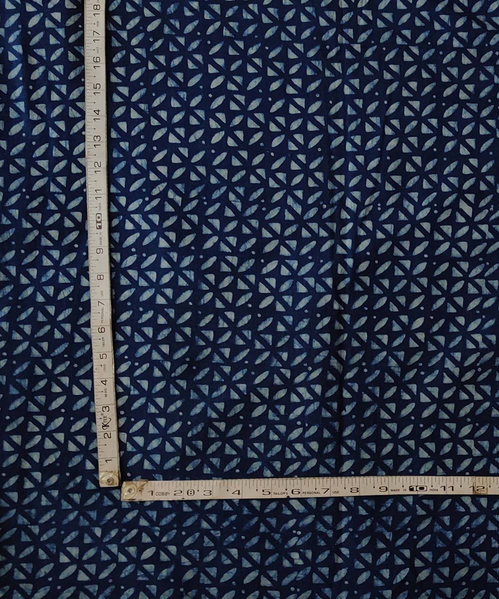 Blue handblock print organic handspun natural dye cotton dabu kurta fabric (2.5m per qty)