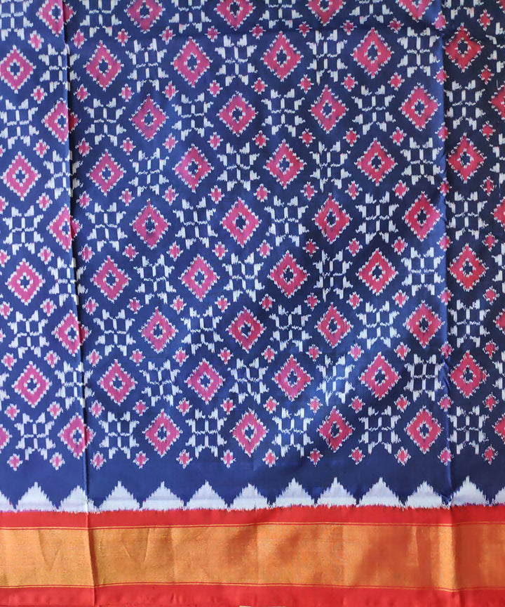 Blue red handloom ikkat silk pochampally saree