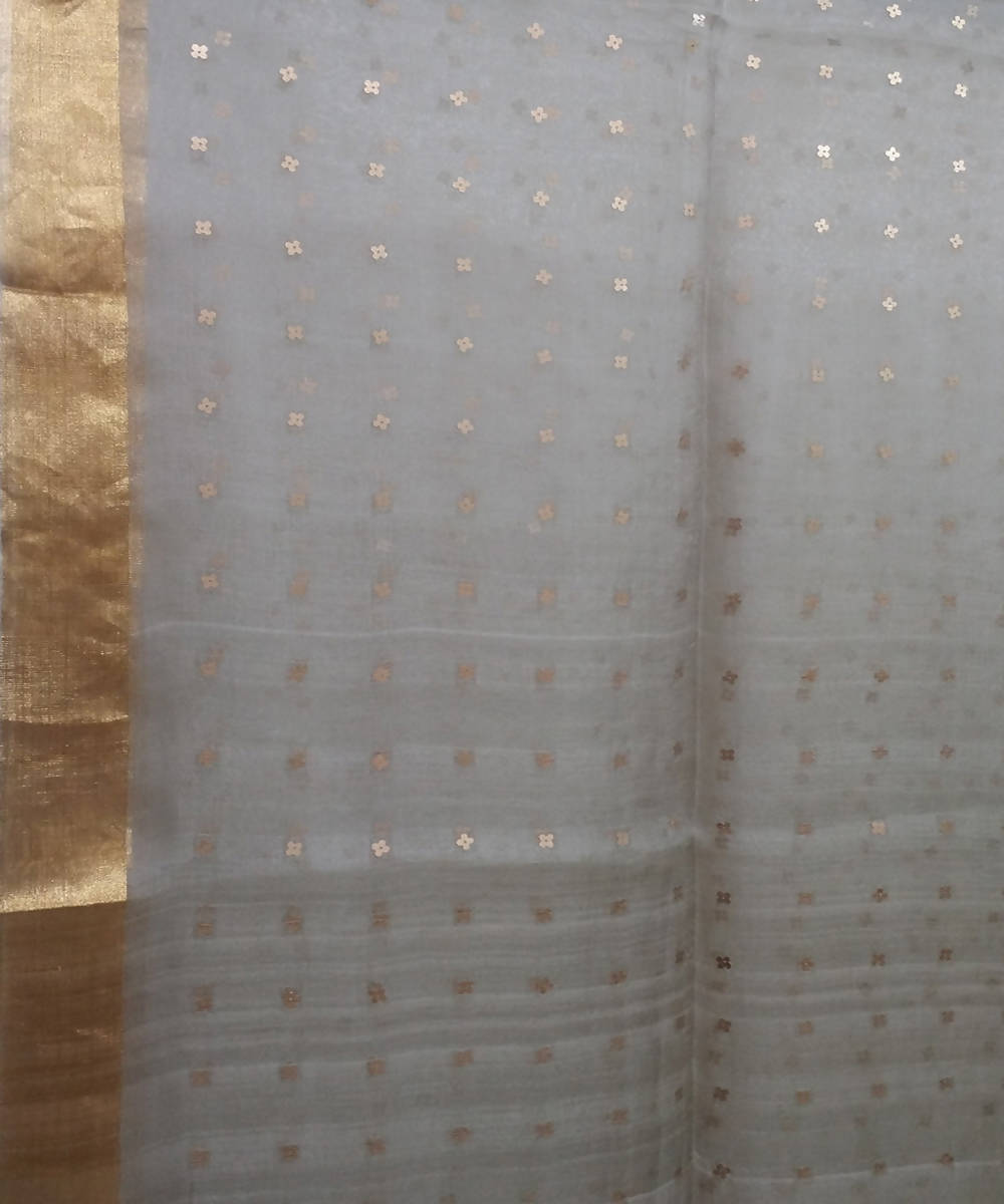 Bengal Grey Handwoven Sequin Silk Saree