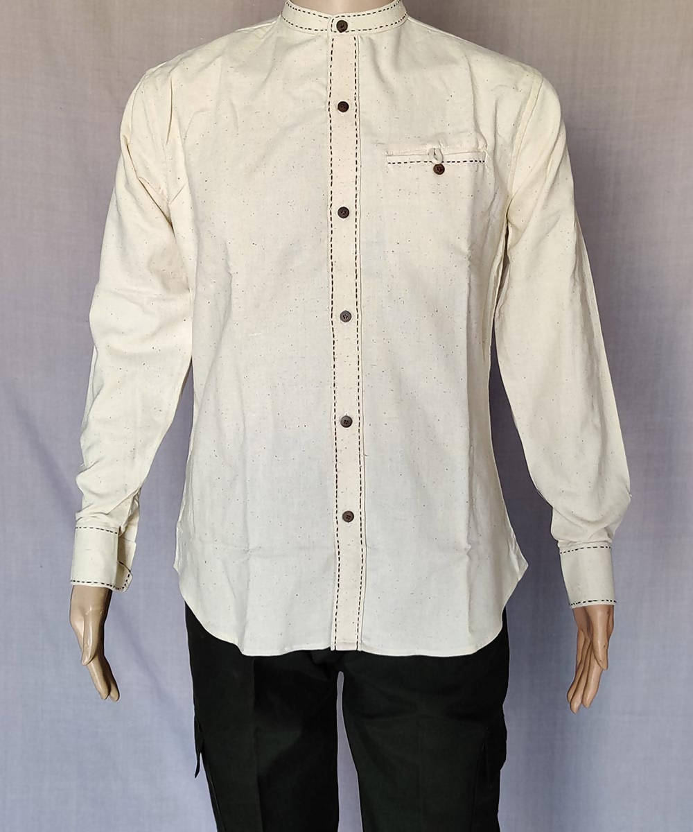 Off white kora handspun handwoven cotton shirt