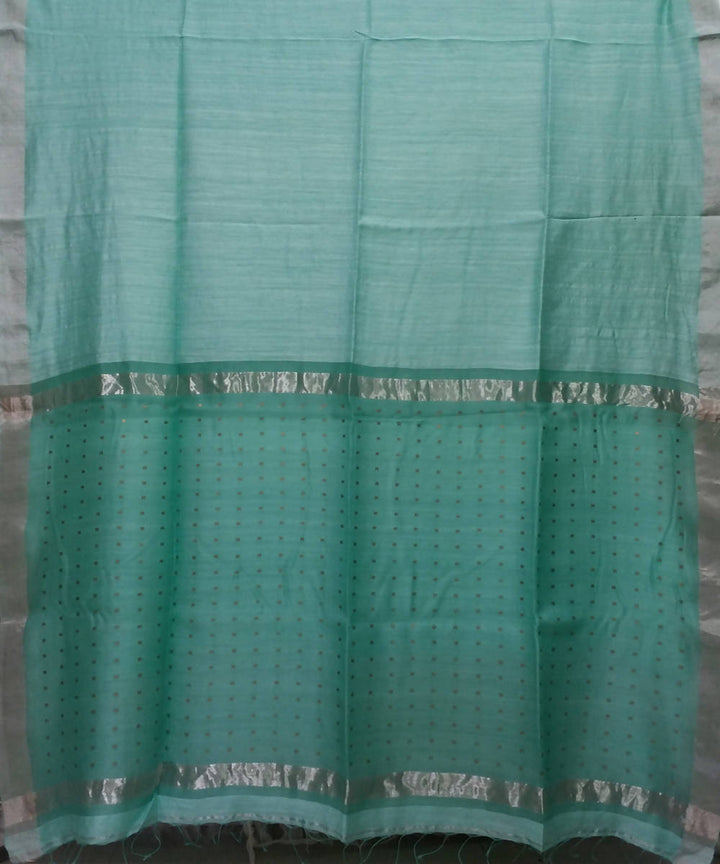 Bengal Jade Green Handloom Sequin Matka Silk Saree