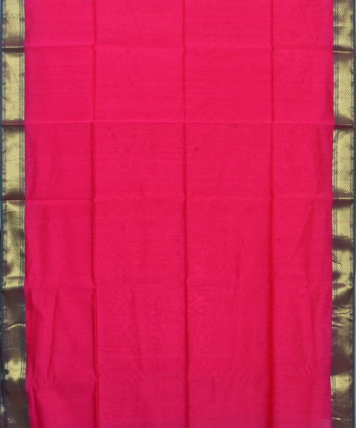 Handloom Magenta Maheshwari Cotton Silk Saree