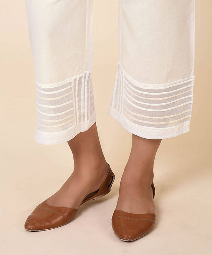 Kora cotton handcrafted womens straight pants with embroidery
