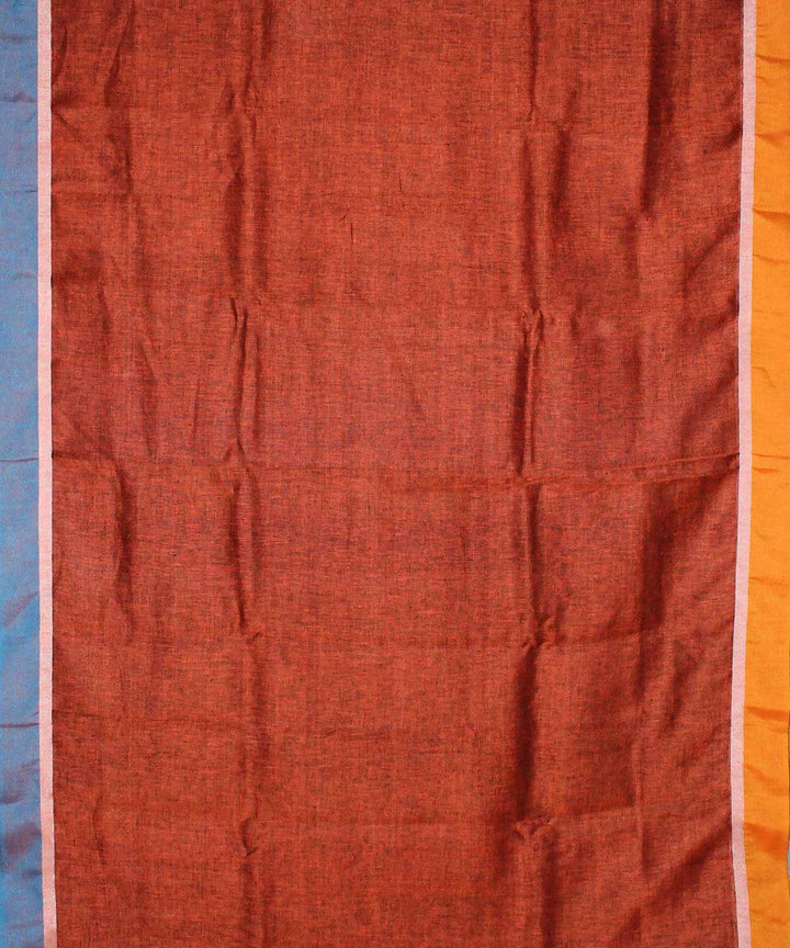 Rust handloom linen saree