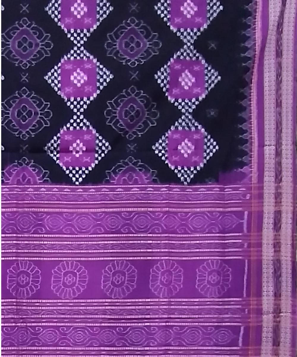 Black violet cotton handloom sambalpuri saree