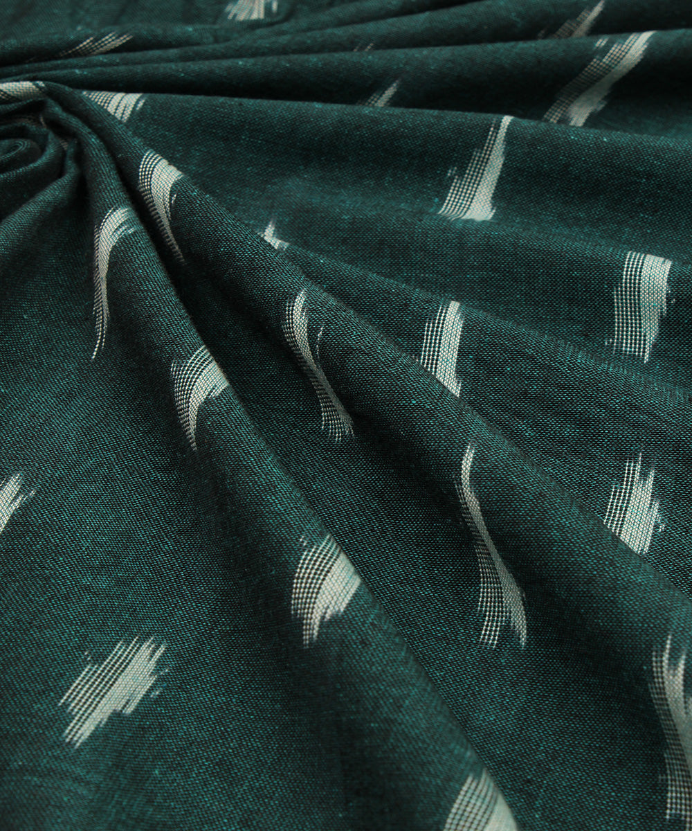 Dark green handwoven cotton pochampally ikat fabric