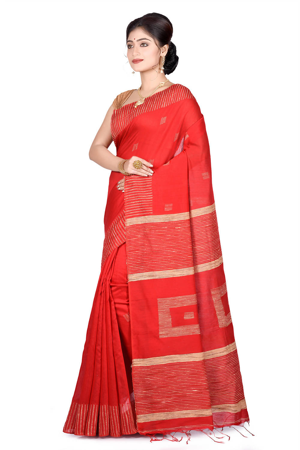 Red Bengal Handwoven Saree