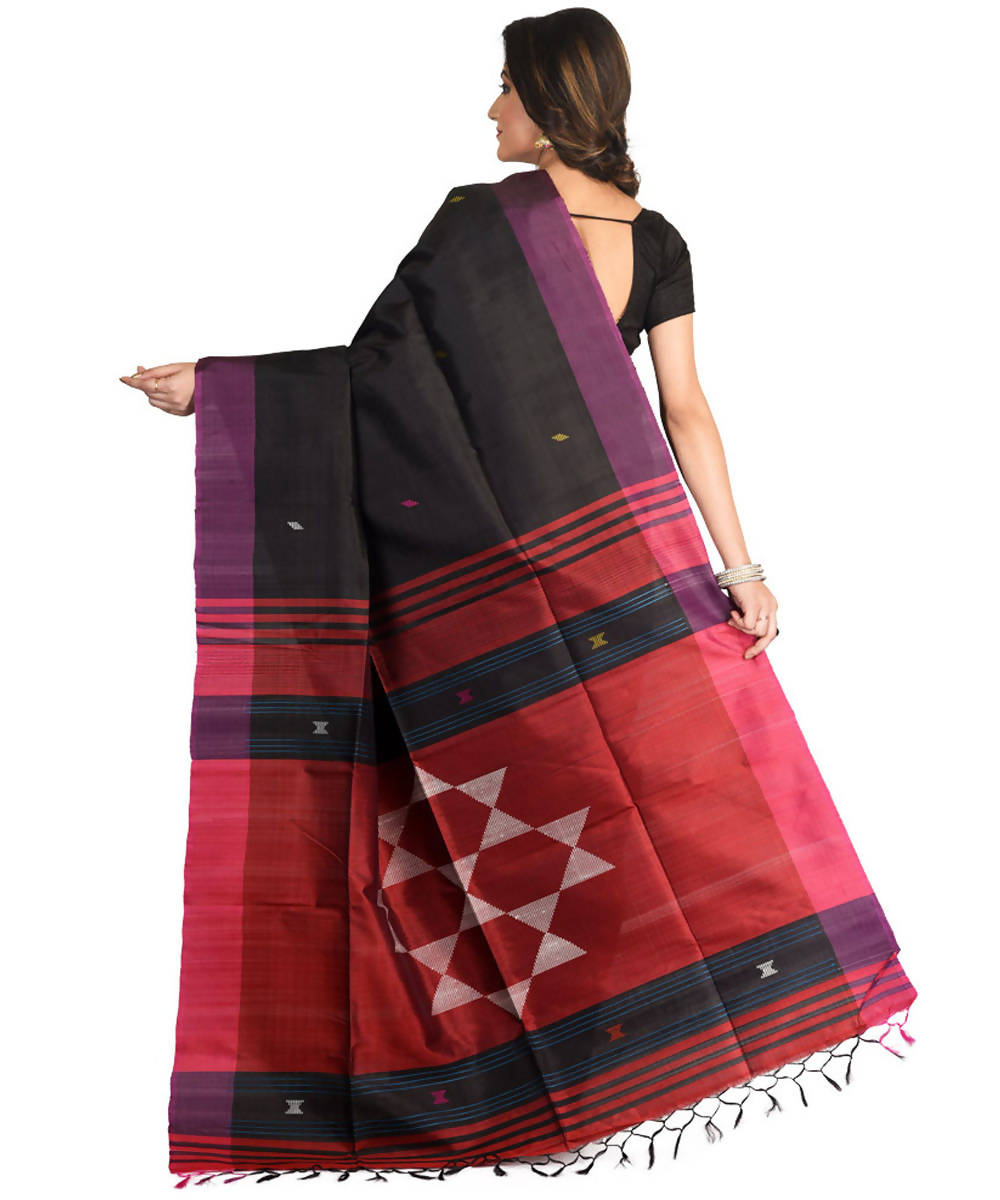 Resham shilpi black bengal silk saree handwith woven design