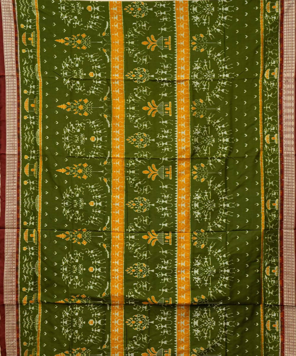 Avocado amber ikat silk handloom sambalpuri saree