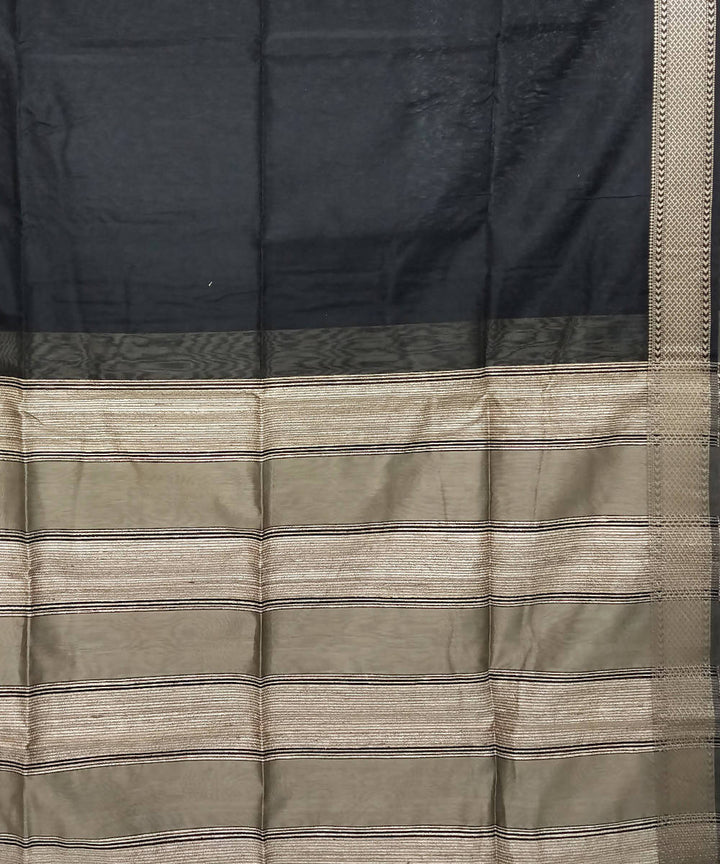 Black handloom silk cotton maheshwari saree