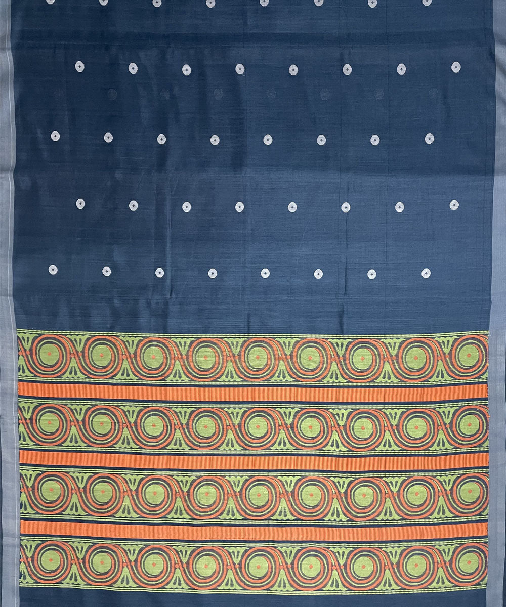 Blue handwoven dolabedi silk saree