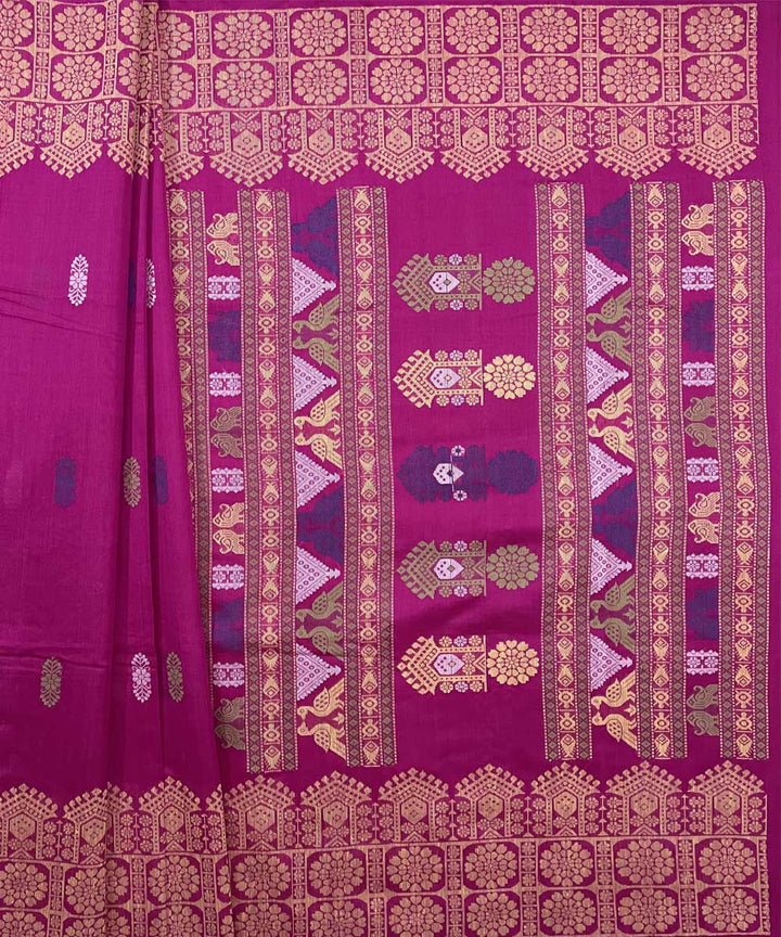Pink handwoven dolabedi silk saree