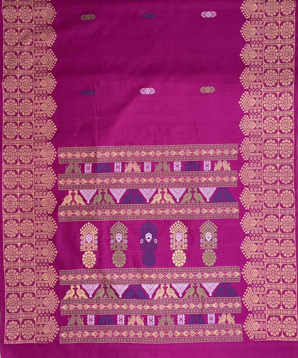 Pink handwoven dolabedi silk saree